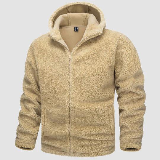 Herren Kapuzenjacke mit Reißverschluss, strukturierter Oberfläche und elastischem Saum-Men Sweaters-Alpenkind