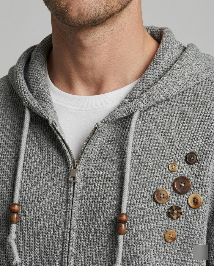 Herren Kapuzenjacke mit Reißverschluss und Fronttasche-Men Jackets-Alpenkind