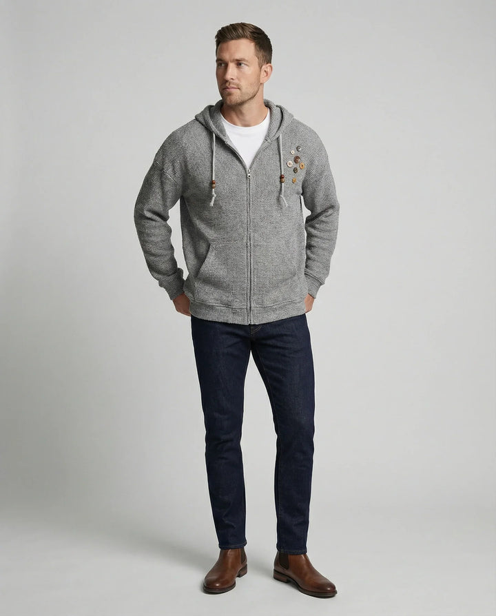 Herren Kapuzenjacke mit Reißverschluss und Fronttasche-Men Jackets-Alpenkind