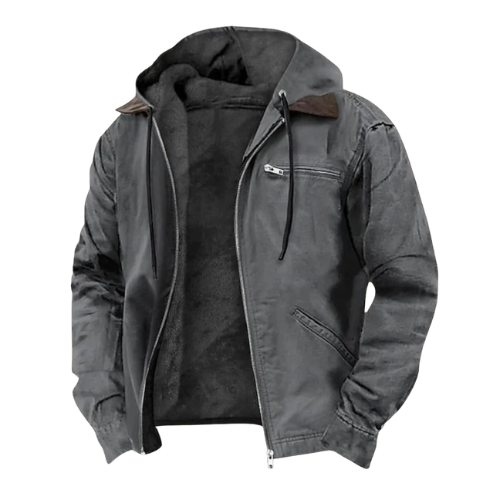Herren Kapuzenjacke mit Reißverschluss und Innenfutter-Men Outerwear-Alpenkind