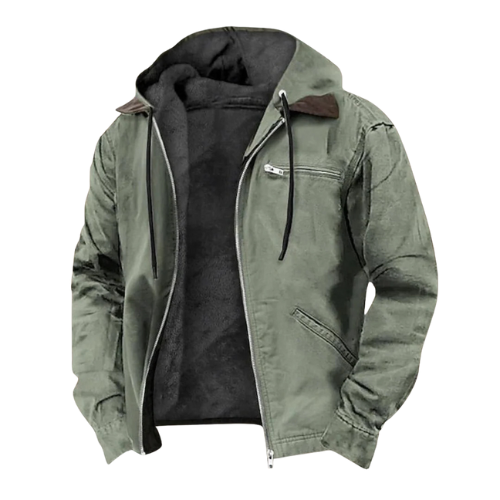 Herren Kapuzenjacke mit Reißverschluss und Innenfutter-Men Outerwear-Alpenkind