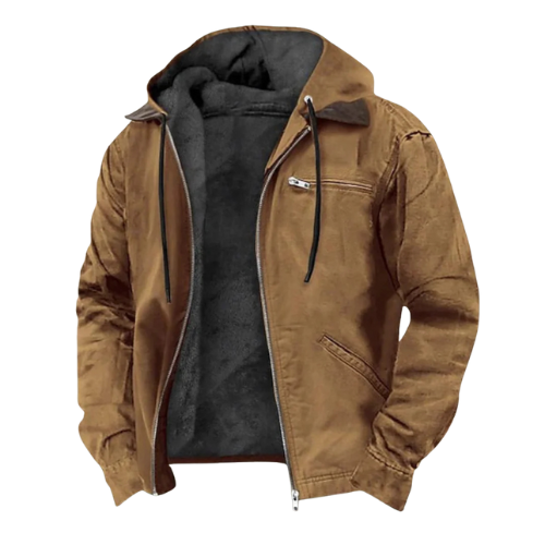 Herren Kapuzenjacke mit Reißverschluss und Innenfutter-Men Outerwear-Alpenkind