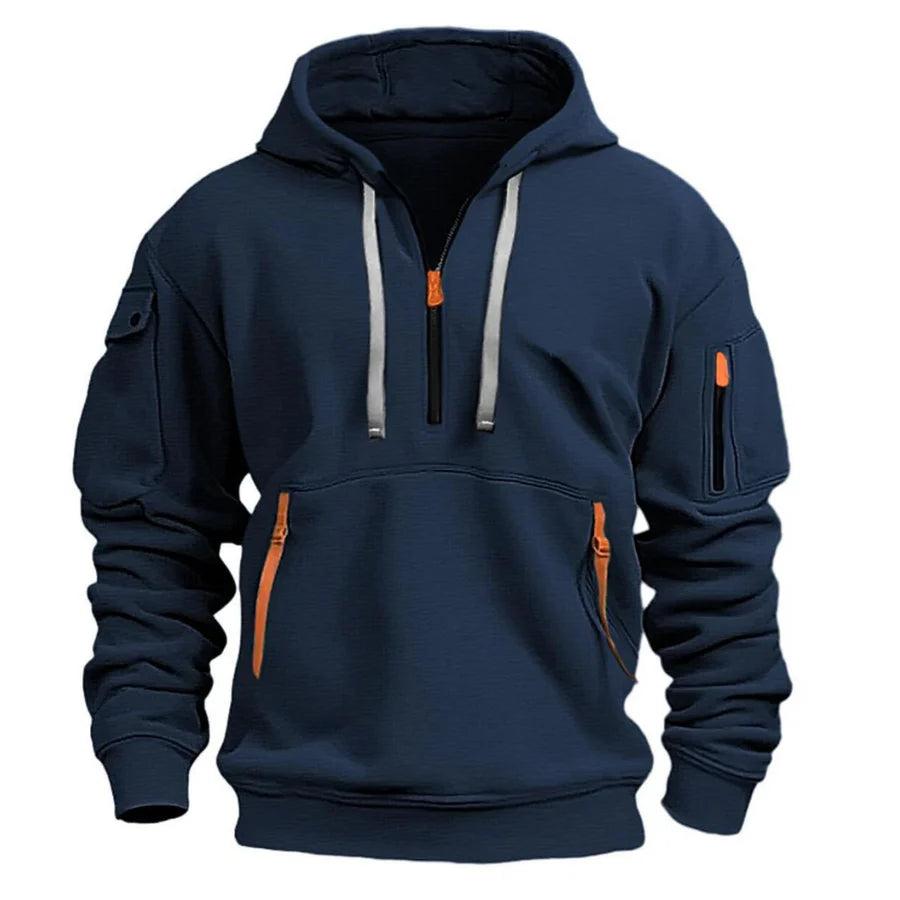 Herren Kapuzenpullover mit Reißverschlusstaschen-Men Sweaters-Alpenkind