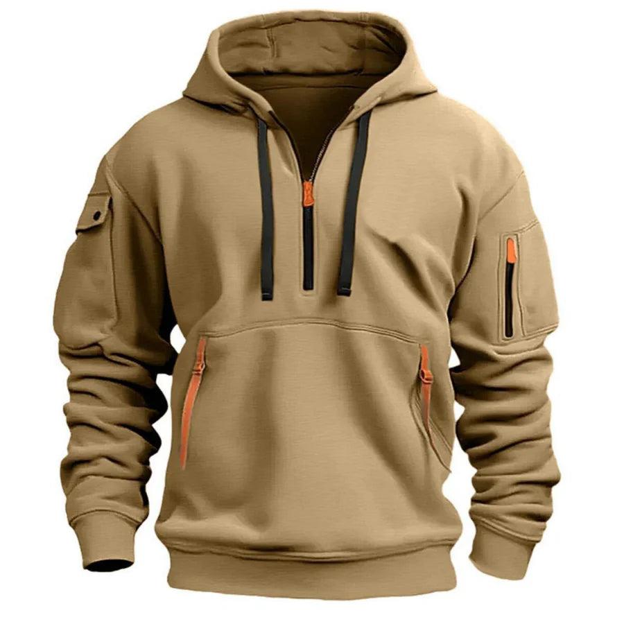 Herren Kapuzenpullover mit Reißverschlusstaschen-Men Sweaters-Alpenkind