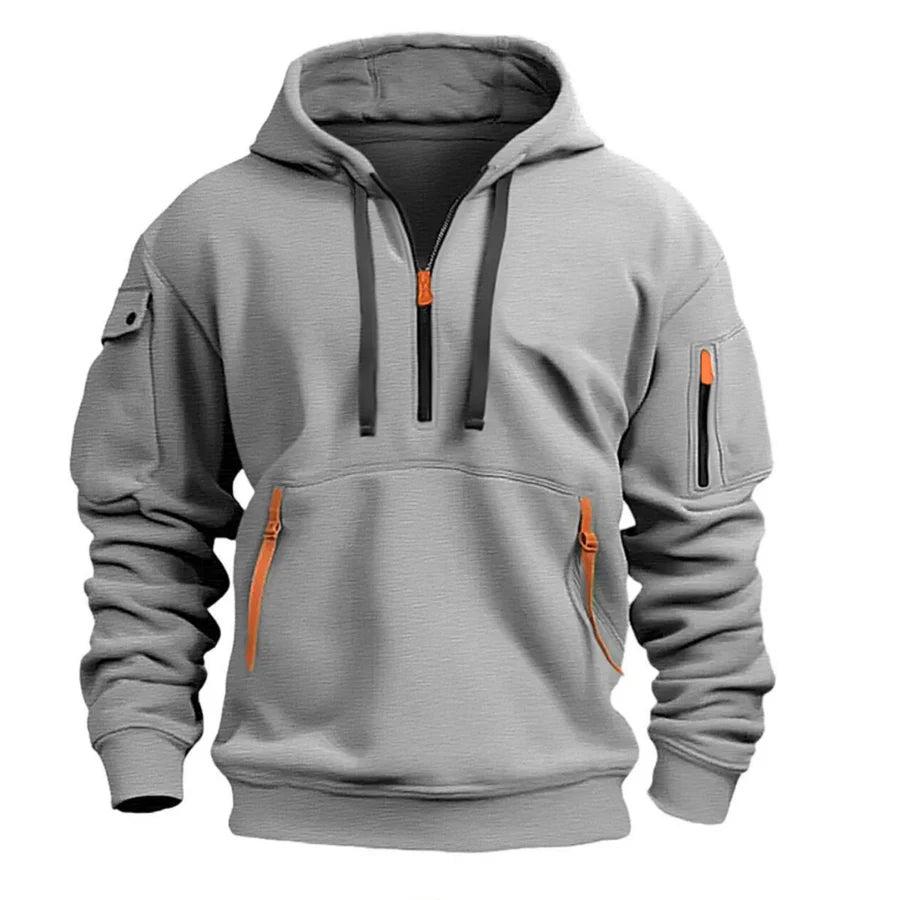 Herren Kapuzenpullover mit Reißverschlusstaschen-Men Sweaters-Alpenkind