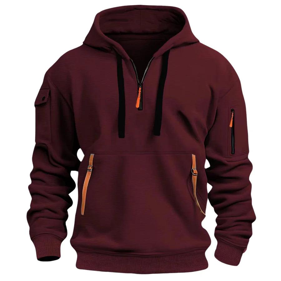 Herren Kapuzenpullover mit Reißverschlusstaschen-Men Sweaters-Alpenkind