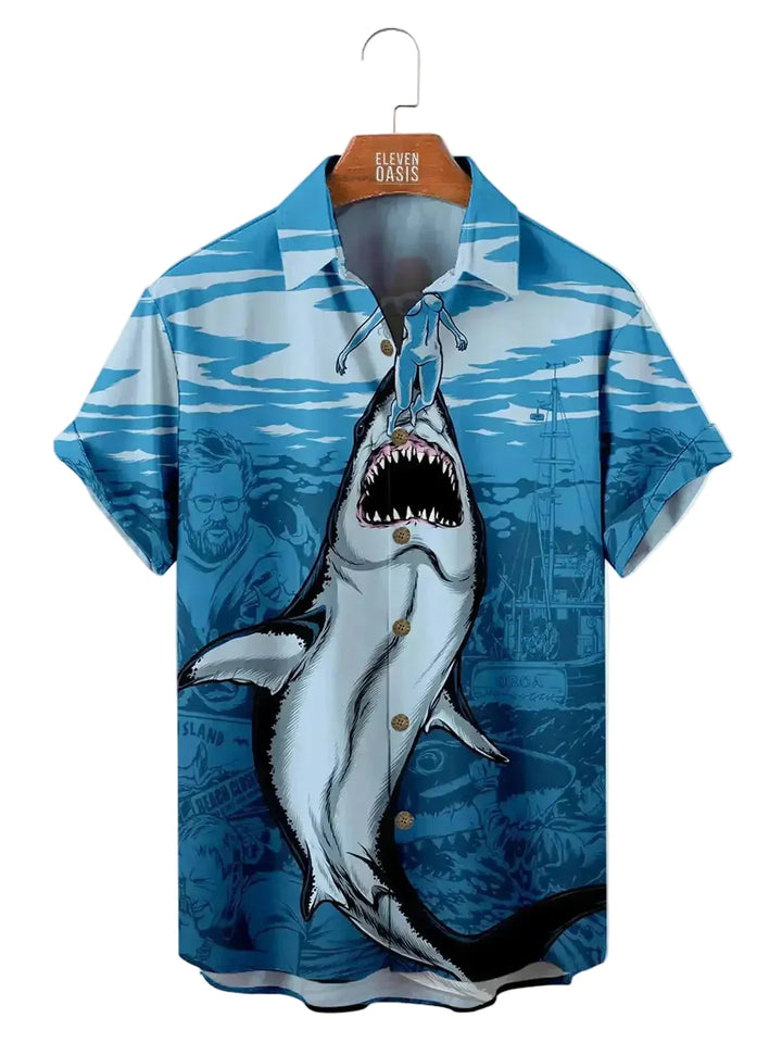 Herren Kurzarm Hemd mit Grafikdruck-Men Shirt-Alpenkind