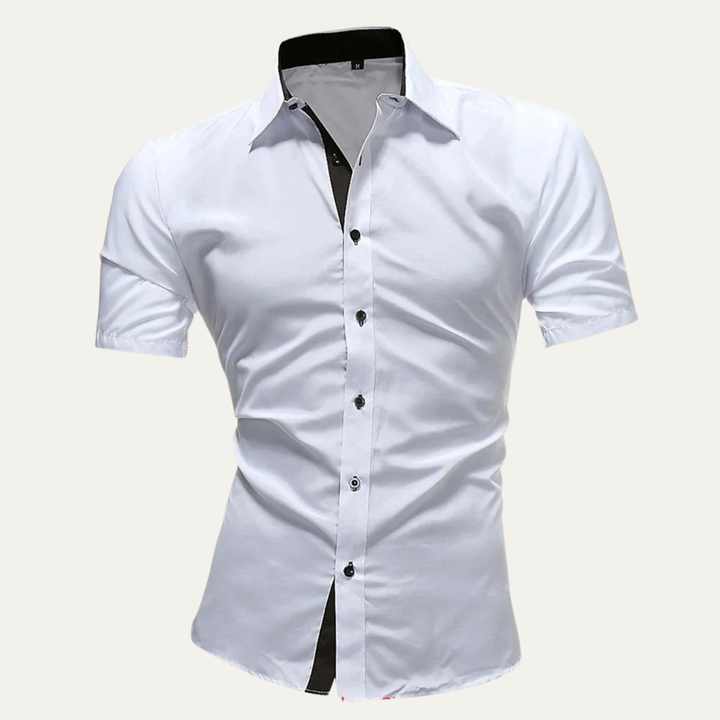 Herren Kurzarmhemd mit Knopfleiste und strukturiertem Kragen-Men Shirt-Alpenkind