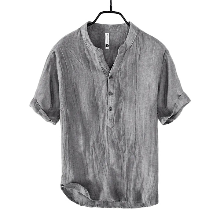Herren Kurzarmhemd mit Stehkragen und Knopfleiste-Men Shirt-Alpenkind