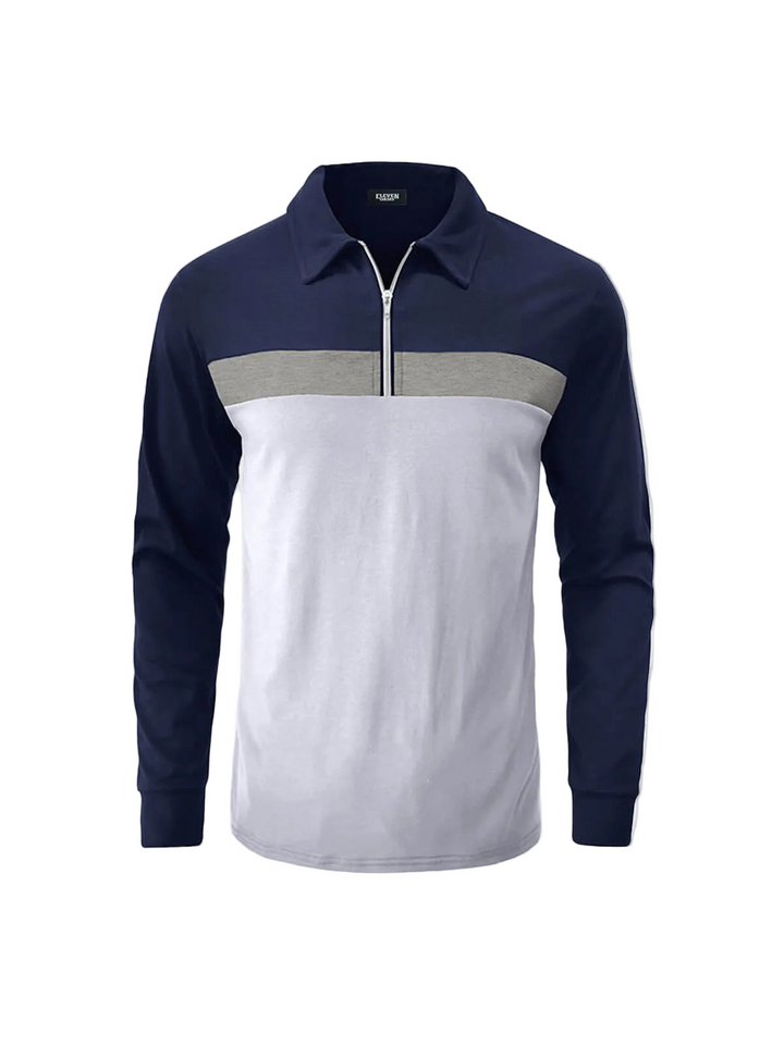 Herren Langarm Poloshirt mit Reißverschlussleiste-Men Sweaters-Alpenkind