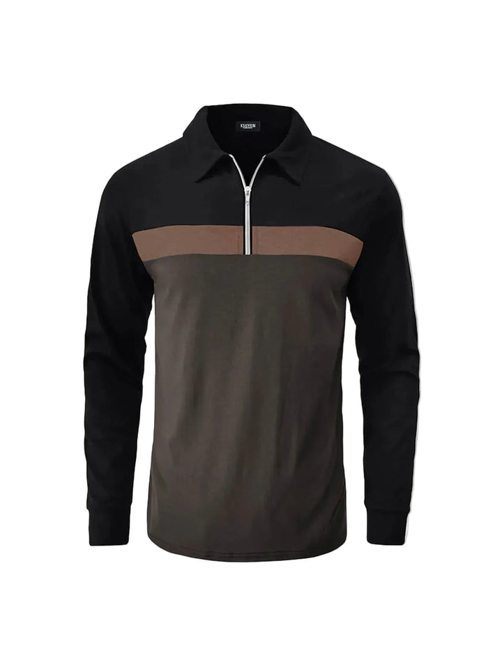 Herren Langarm Poloshirt mit Reißverschlussleiste-Men Sweaters-Alpenkind