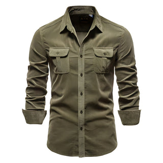 Herren Langarmhemd mit Knopfleiste und Taschen auf Brusthöhe-Men Shirt-Alpenkind