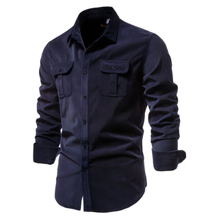 Herren Langarmhemd mit Knopfleiste und Taschen auf Brusthöhe-Men Shirt-Alpenkind