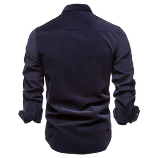 Herren Langarmhemd mit Knopfleiste und Taschen auf Brusthöhe-Men Shirt-Alpenkind