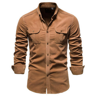 Herren Langarmhemd mit Knopfleiste und Taschen auf Brusthöhe-Men Shirt-Alpenkind