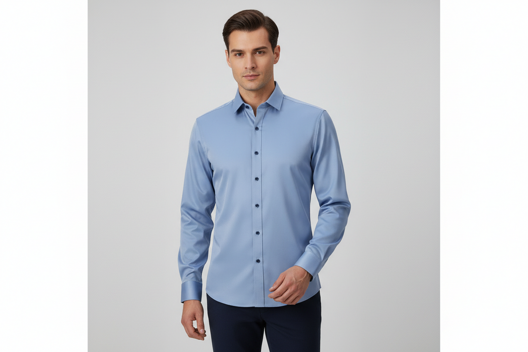 Herren-Langarmhemd mit Kragen und Knopfleiste-Men Shirt-Alpenkind
