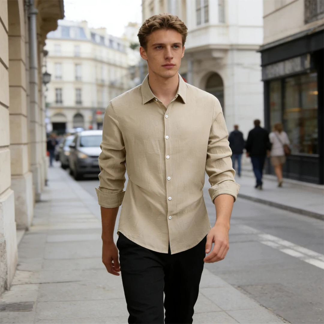 Herren Langarmhemd mit Kragen und Knopfleiste-Men Shirt-Alpenkind