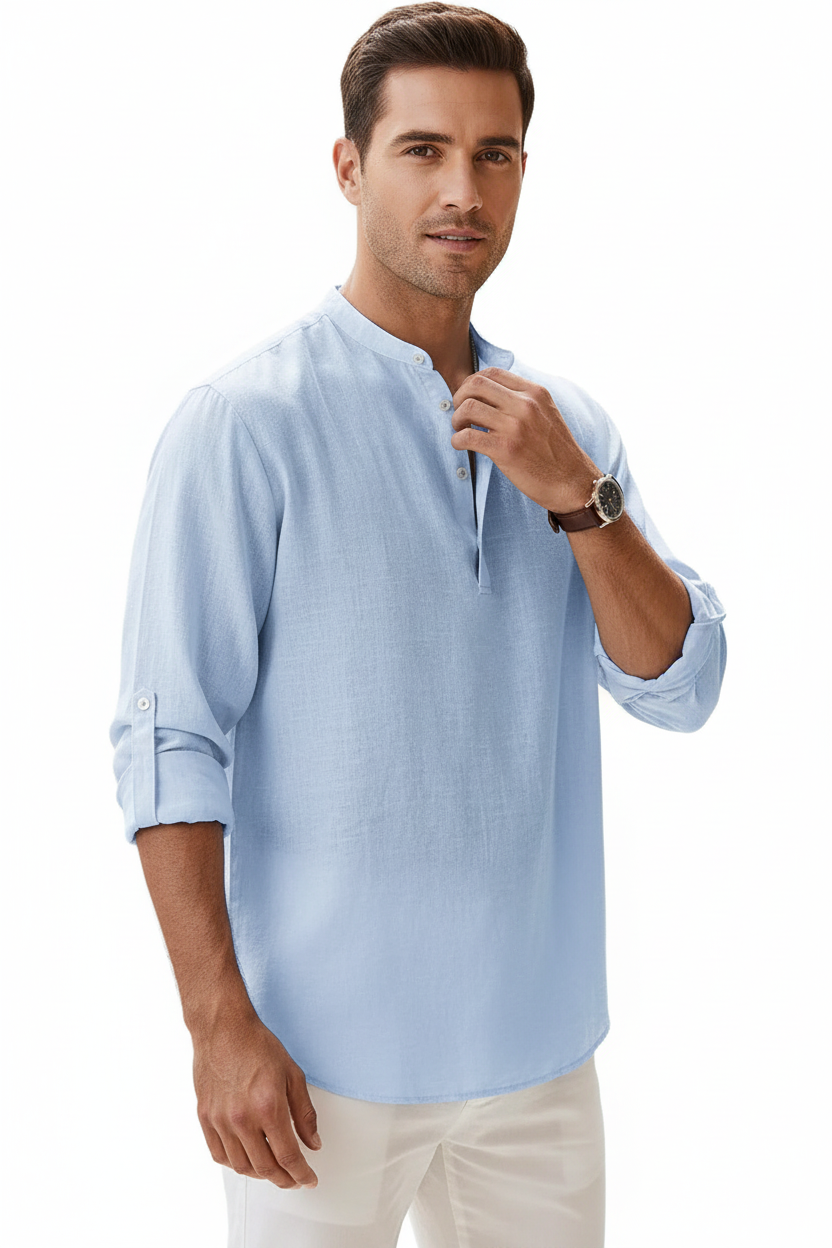 Herren Langarmhemd mit Stehkragen-Men Shirt-Alpenkind