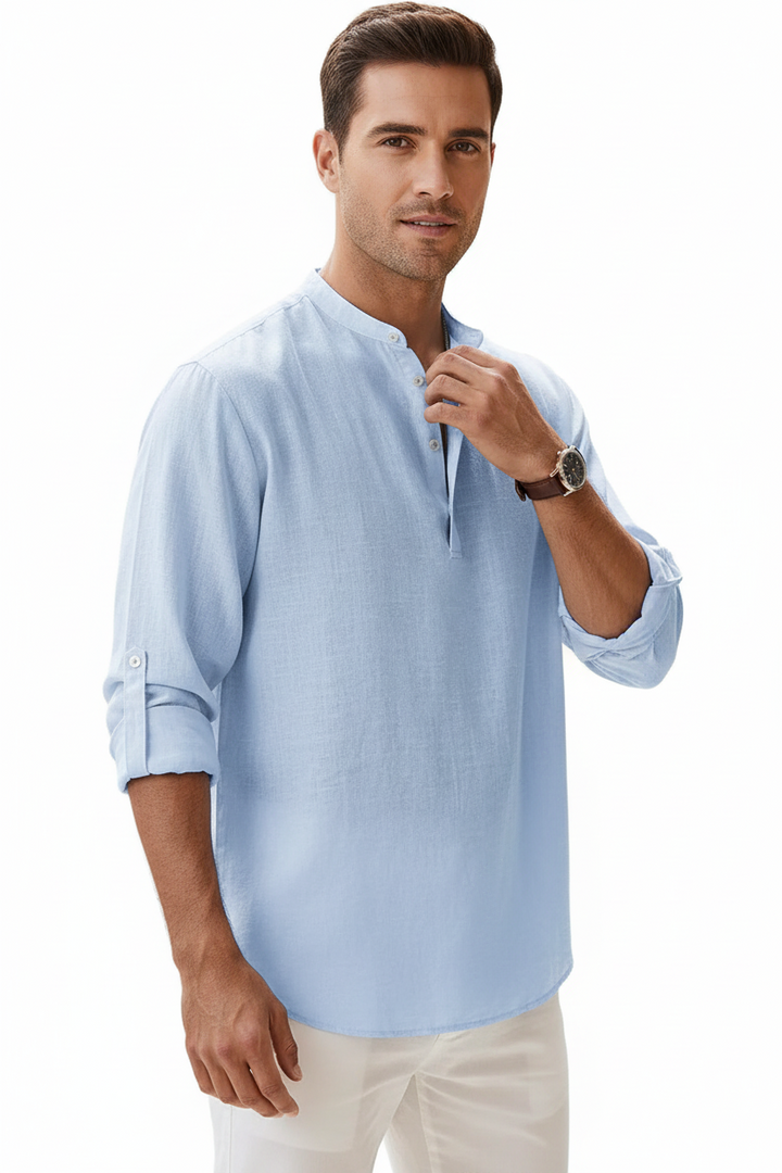 Herren Langarmhemd mit Stehkragen-Men Shirt-Alpenkind
