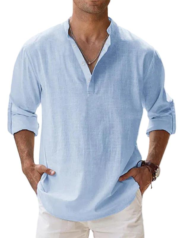 Herren Langarmhemd mit Stehkragen-Men Shirt-Alpenkind