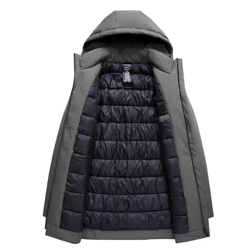 Herren Langer Kapuzenmantel mit Reißverschluss-Men Outerwear-Alpenkind