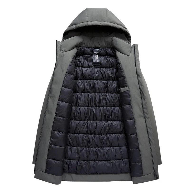 Herren Langer Kapuzenmantel mit Reißverschluss-Men Outerwear-Alpenkind