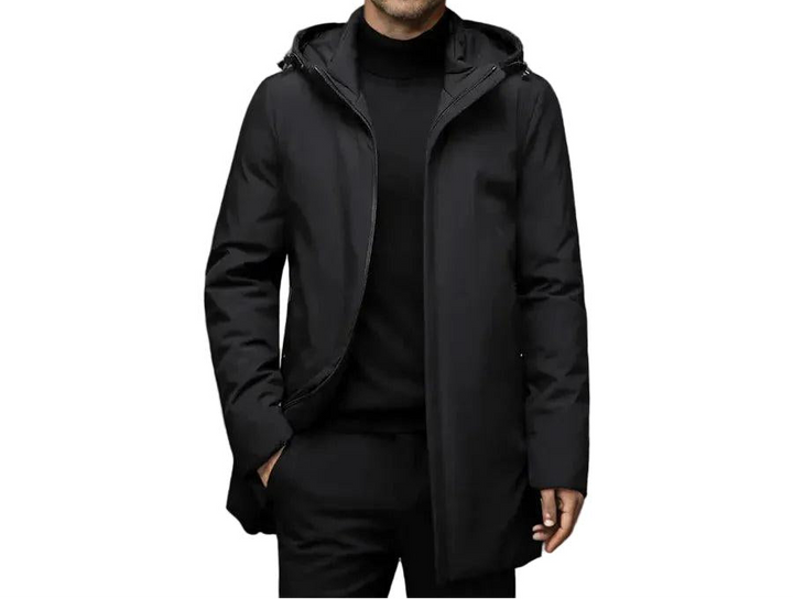 Herren Langer Kapuzenmantel mit Reißverschluss-Men Outerwear-Alpenkind