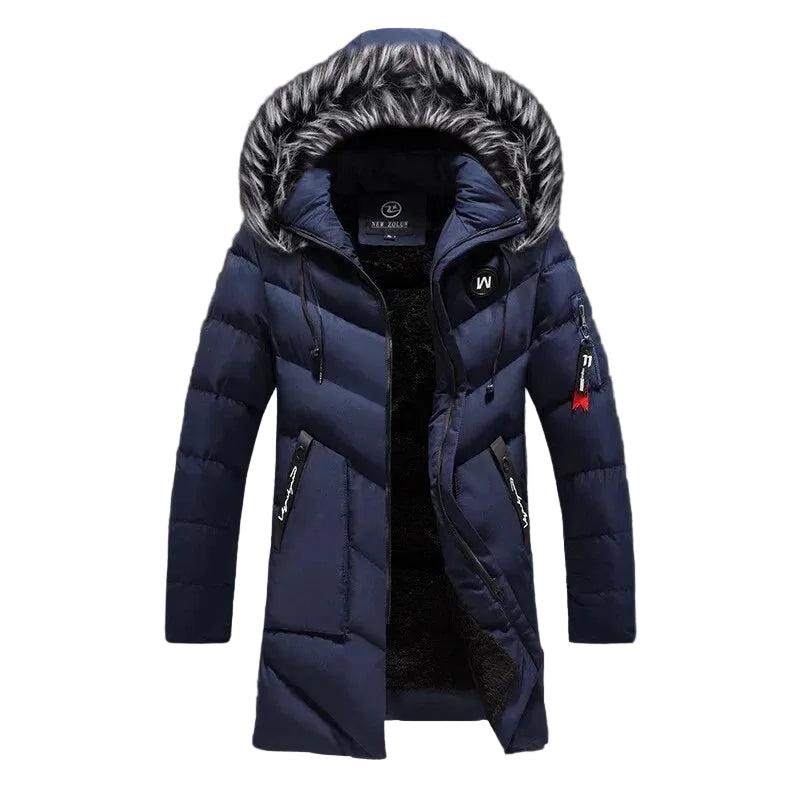 Herren Langer Steppmantel mit Kapuze-Men Outerwear-Alpenkind
