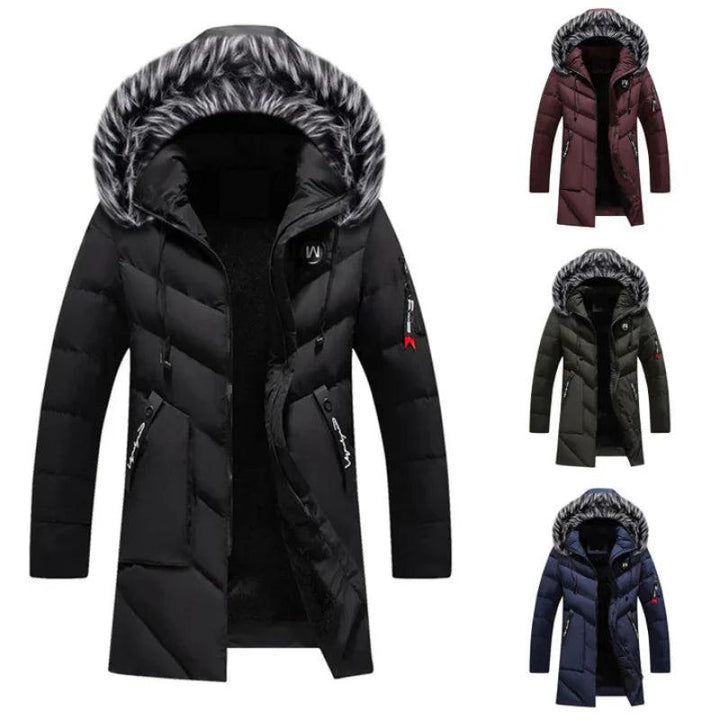 Herren Langer Steppmantel mit Kapuze-Men Outerwear-Alpenkind