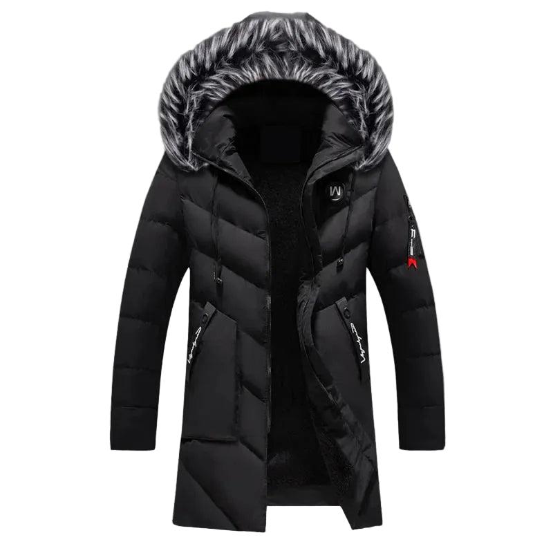 Herren Langer Steppmantel mit Kapuze-Men Outerwear-Alpenkind
