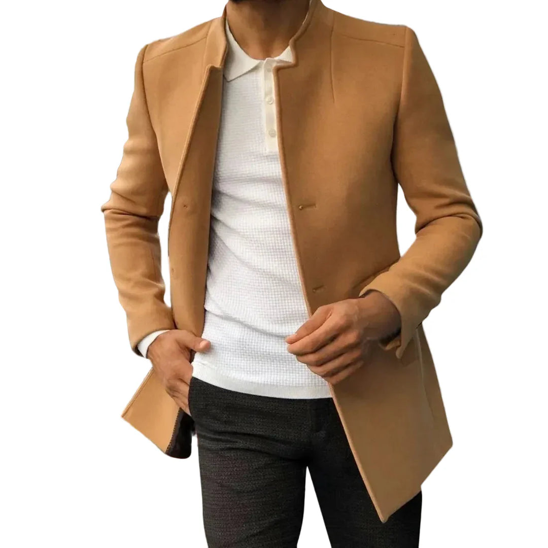 Herren Mantel in Mittlerer Länge mit Stehkragen-Men coats-Alpenkind