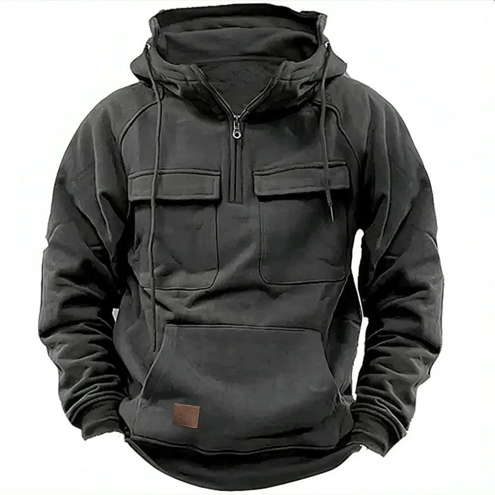 Herren Oberteil mit Kapuze und Taschen-Men Sweaters-Alpenkind