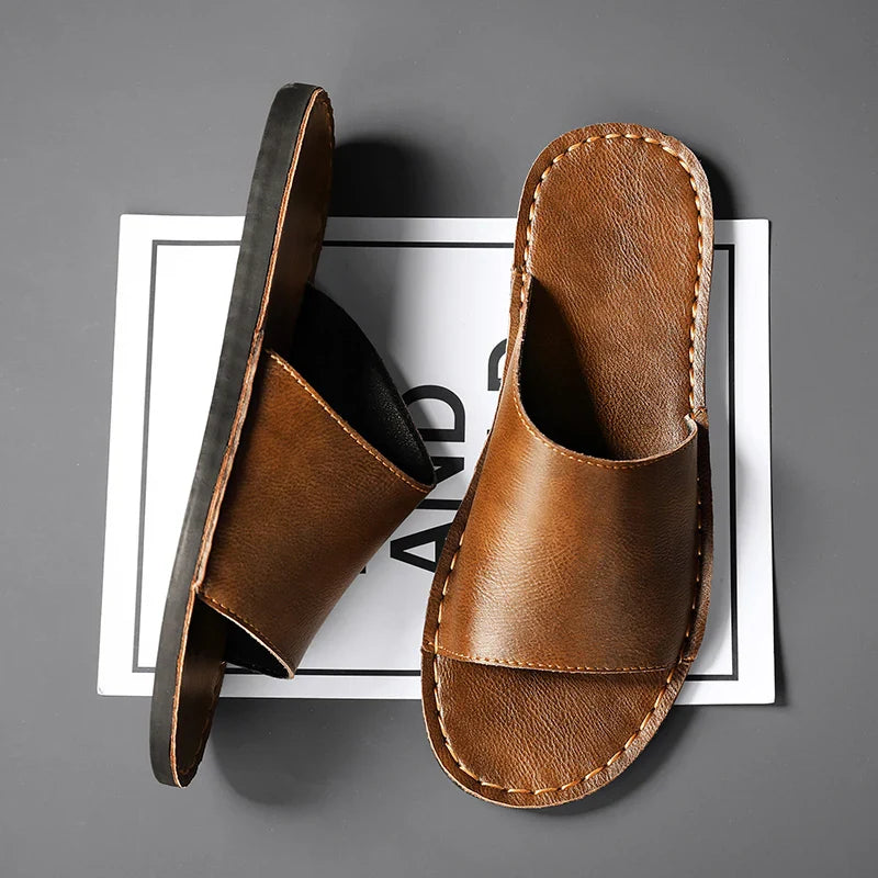 Herren Offene Zehen Slide-Sandalen mit Einteiligem Riemen-Men Footwear-Alpenkind