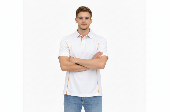Herren Polokragenhemd mit kurzen Ärmeln und Knopfleiste-Men Shirt-Alpenkind