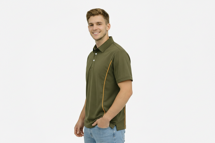 Herren Polokragenhemd mit kurzen Ärmeln und Knopfleiste-Men Shirt-Alpenkind