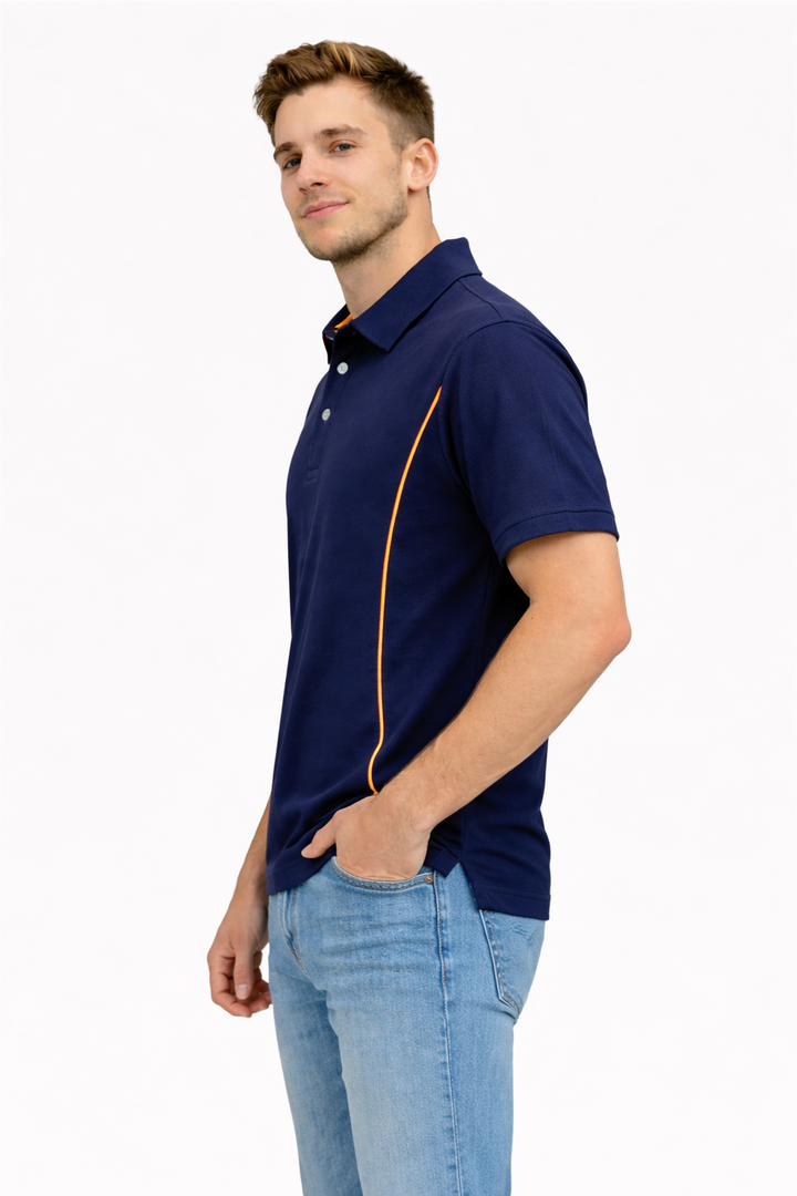 Herren Polokragenhemd mit kurzen Ärmeln und Knopfleiste-Men Shirt-Alpenkind