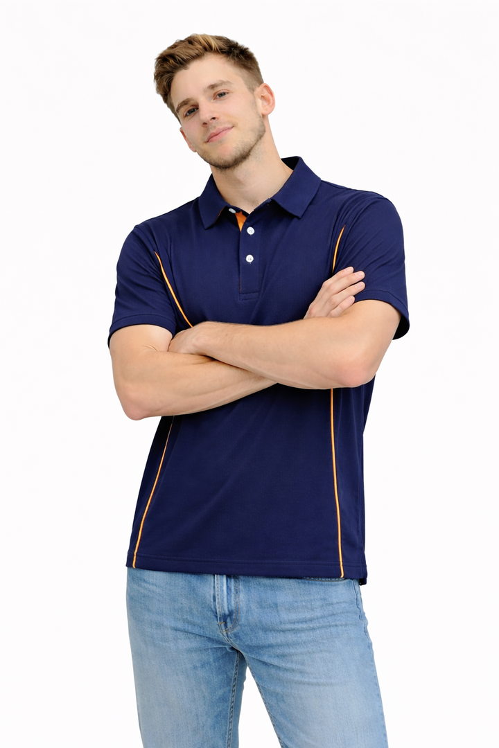 Herren Polokragenhemd mit kurzen Ärmeln und Knopfleiste-Men Shirt-Alpenkind