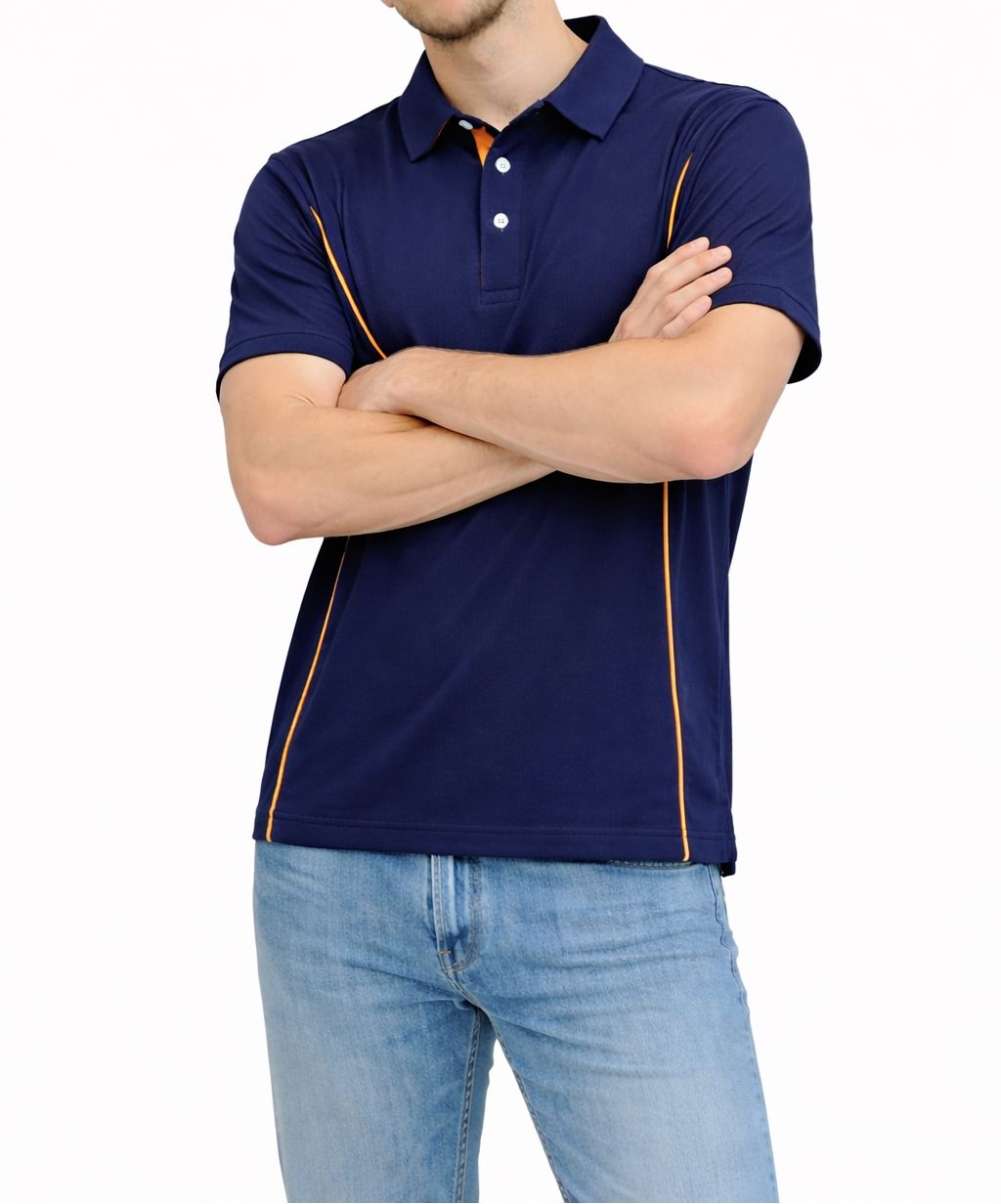Herren Polokragenhemd mit kurzen Ärmeln und Knopfleiste-Men Shirt-Alpenkind