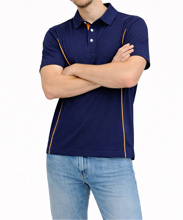 Herren Polokragenhemd mit kurzen Ärmeln und Knopfleiste-Men Shirt-Alpenkind