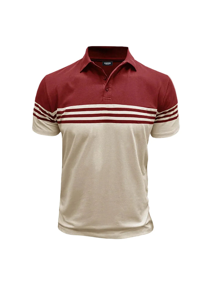 Herren Poloshirt mit kurzen Ärmeln und Querstreifen-Men Shirt-Alpenkind