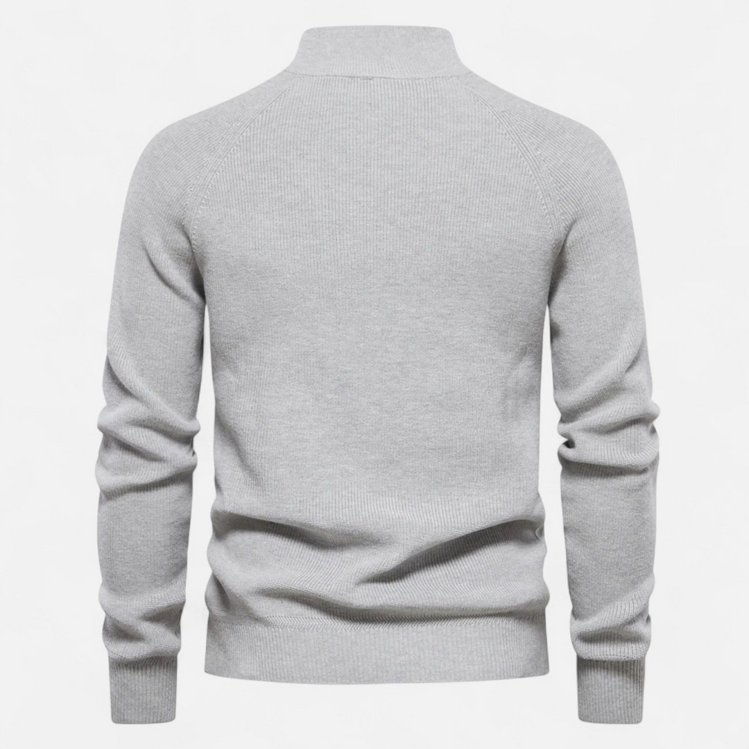 Herren Pullover mit Zipper-Kragen, Rippmuster und modernem Schnitt-Women Sweaters-Alpenkind
