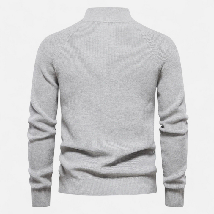Herren Pullover mit Zipper-Kragen, Rippmuster und modernem Schnitt-Women Sweaters-Alpenkind