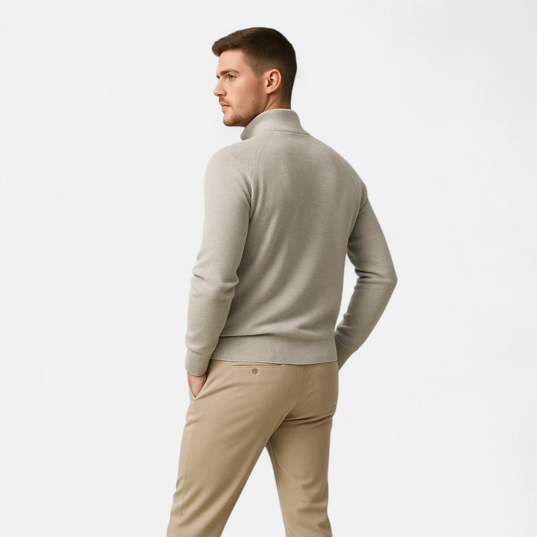 Herren Pullover mit Zipper-Kragen, Rippmuster und modernem Schnitt-Women Sweaters-Alpenkind