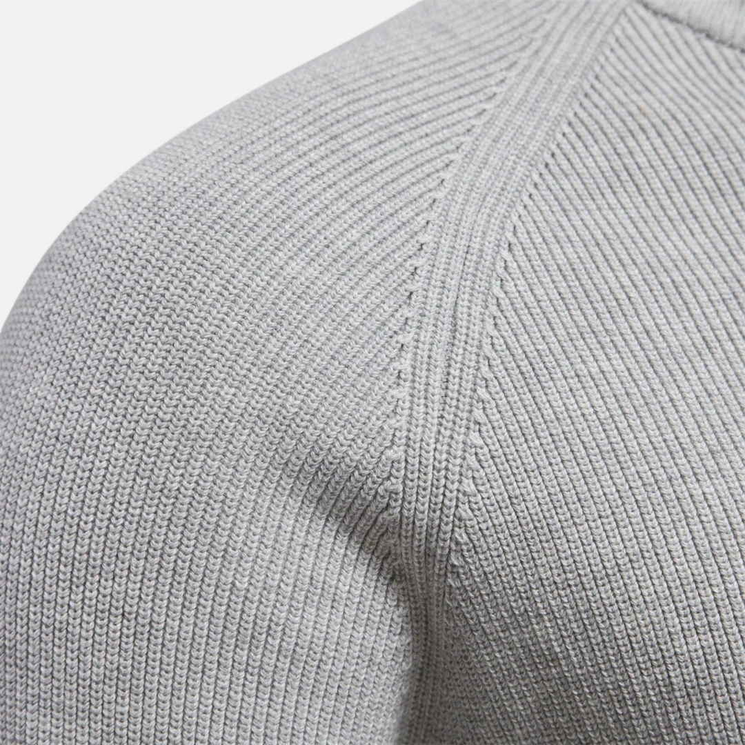 Herren Pullover mit Zipper-Kragen, Rippmuster und modernem Schnitt-Women Sweaters-Alpenkind