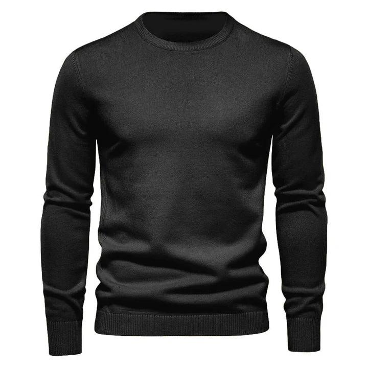 Herren Rundhals-Strickpullover mit gerippten Abschlüssen-Men Sweaters-Alpenkind