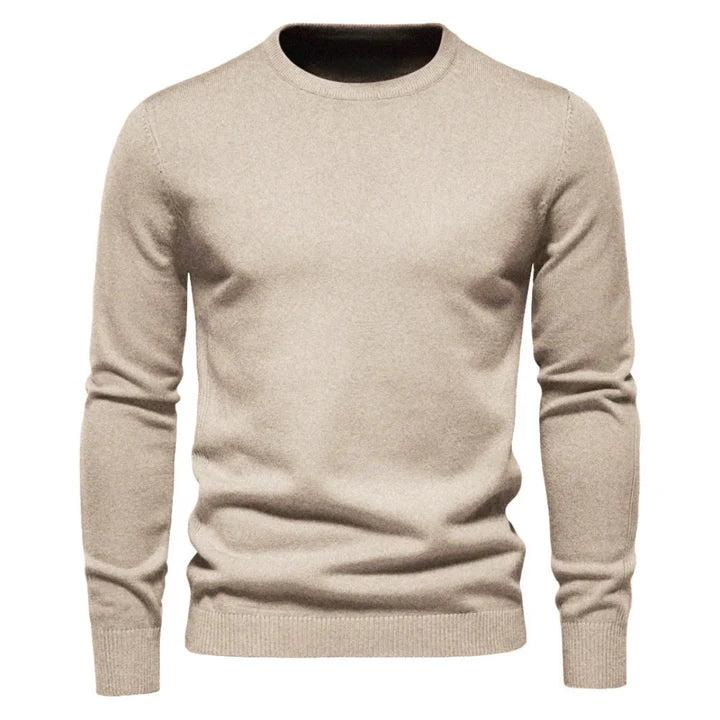 Herren Rundhals-Strickpullover mit gerippten Abschlüssen-Men Sweaters-Alpenkind