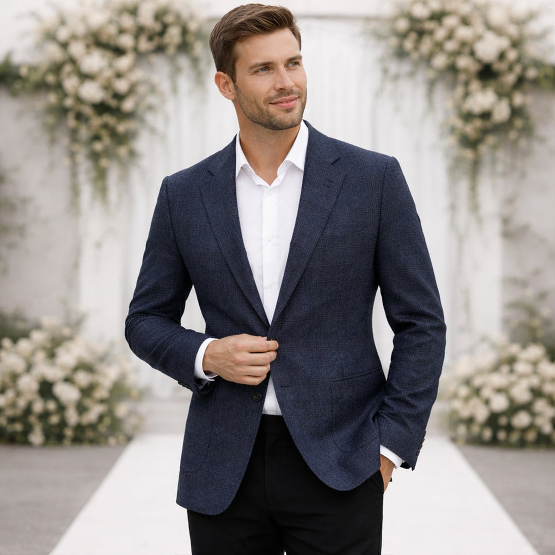 Herren Sakko mit Einreihiger Knopfleiste, Reverskragen und Aufgesetzten Taschen-Men Jackets-Alpenkind