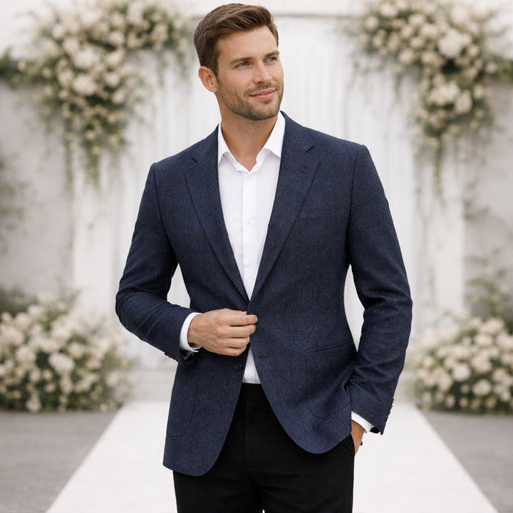 Herren Sakko mit Einreihiger Knopfleiste, Reverskragen und Aufgesetzten Taschen-Men Jackets-Alpenkind