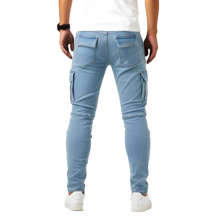 Herren Schmal Geschnittene Cargohose mit Seitentaschen-Men Pants-Alpenkind