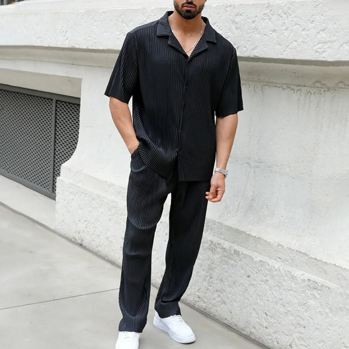 Herren Set mit kurzärmeligem geripptem Hemd und Hose-Men Sets-Alpenkind